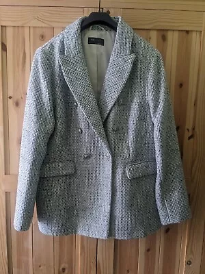 Buy Marks And Spencer Holly Willoughby Blue Bouclé Jacket Blazer Size 16 • 24.99£