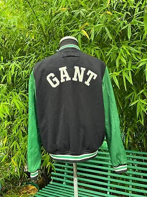 Buy Women's GANT Varsity Jacket Green Leather Sleeves Size Medium • 95£