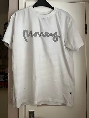 Buy Money Men's T-Shirt White & Silver Size Large Graphic 100% Cotton Basic • 8£