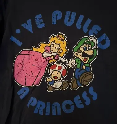 Buy Super Mario Bros  I've Pulled A Princess  Luigi & Mushroom T-Shirt Size S • 2.95£