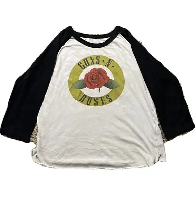 Buy Guns N Roses Band Tee Woman's XL Graphic T-Shirt Raglan 3/4 Sleeve Classic Rock • 14.13£