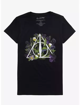 Buy Harry Potter Deathly Hallows Dark Floral Boyfriend Fit Girls T-Shirt Plus Size 1 • 20.09£