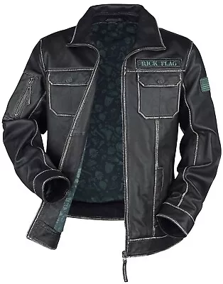 Buy DC Suicide Squad Rick Flag Genuine Leather Jacket - 2xl - Fits 50 Inch Chest • 79£