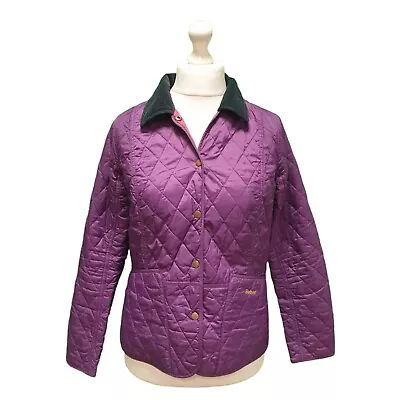 Buy D130 Women's Barbour Liddesdale Purple Zipped Long Sleeve Quilt Jacket Uk 12 L • 34.99£