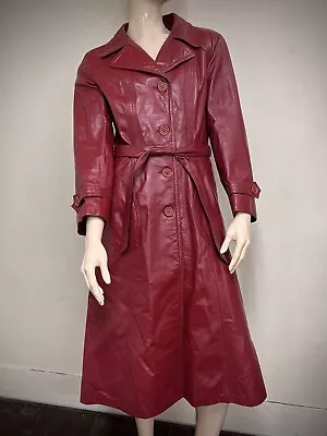 Buy Vintage Red Leather COSA NOVA Long Jacket/Coat Women’s Size 16 🔥 • 96.42£
