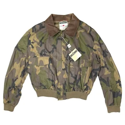 Buy Moschino Oversize Fit Bomber Jacket With Camo Pattern Unisex Italy Size L • 150£