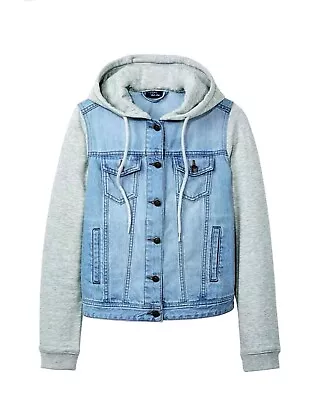Buy ESMARA BY HEIDI KLUM Blue & Grey Hooded Multi Pockets Denim Jacket UK 14/16 • 10.99£