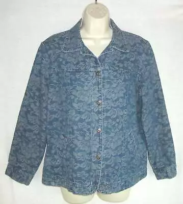 Buy ALLISON DALEY Jean Jacket Sz 12 Denim Floral 100% Cotton • 9.63£