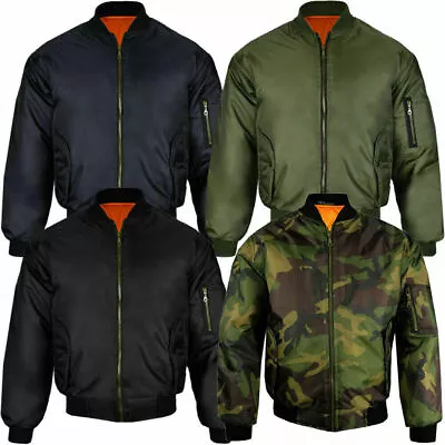 Buy Mens MA1 Bomber Military Pilot Air Force Classic Padded Biker Jacket Coat S-5XL • 21.79£