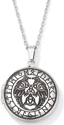 Buy Supernatural Crow Runes Talisman Viking Amulet - Locket Necklace | Holds Picture • 32.96£