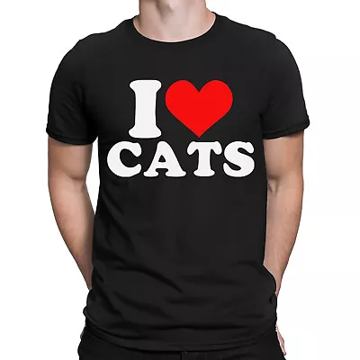 Buy I Love Cats Funny Valentines Gift Animal Lovers Novelty Mens T-Shirts Top #ILD • 9.99£