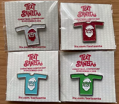 Buy Text Santa 2015 Four Pin Badge Set - Christmas Jumper Day 18-12-15 • 4.99£