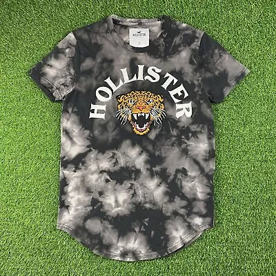 Buy HOLLISTER T-shirt Mens XS-Small Tie Dye Embroidered Leopard Tiger Graphic Black  • 16.78£
