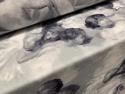 Buy Waterfall Textured Scuba Stretch Jersey Fabric, Per Metre - Cherub Angels Print • 8.99£