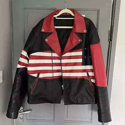Buy Vintage American Flag Leather Jacket • 35£