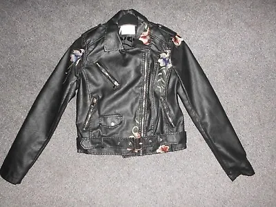 Buy Gothic,punk,biker,floral,leather Jacket  Black Size M.REDUCED • 40£