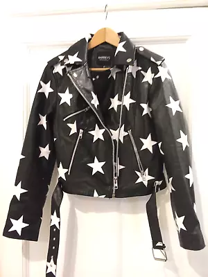 Buy Barneys Originals Star Print Real Leather Biker Jacket • 115£
