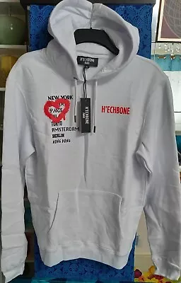 Buy Hechbone City Graphic Logo Pullover Hoodie In White/Red, Men's Size Large • 48£