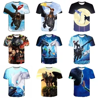 Buy Kids 3D How To Train Your Dragon Casual Short Sleeve T-Shirt  Tee Pullover Top • 6.99£