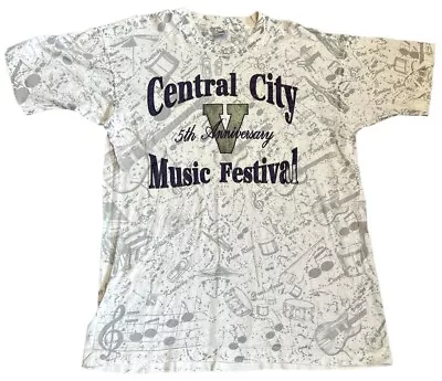 Buy Central City Music Festival Vintage Single Stitch AOP T Shirt Size L • 20£