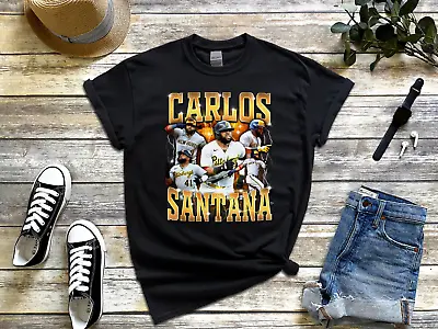 Buy CARLOS SANTANA Unisex Cotton Retro 90s Bootleg Style Tee FREE Worldwide Delivery • 24.99£