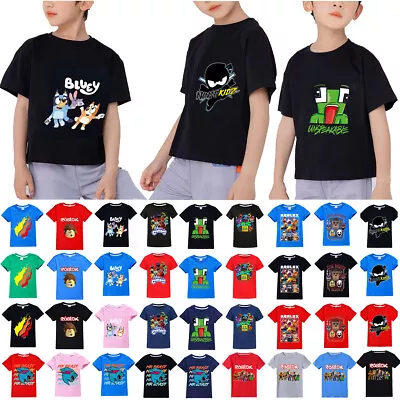 Buy Kids Boys Girls Short Sleeve T-Shirt Summer Casual Basic Tee Top Various Pattern • 8.60£