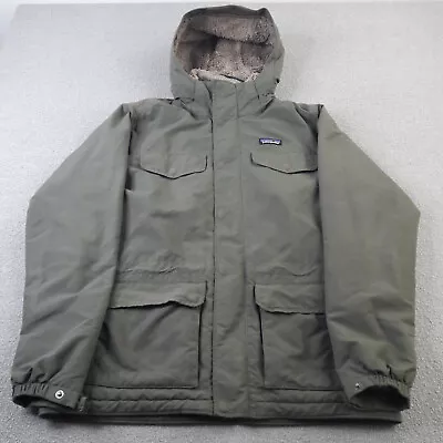 Buy Patagonia Jacket Mens Medium Khaki Isthmus Parka Adult Hooded Sherpa Lined Coat • 99£