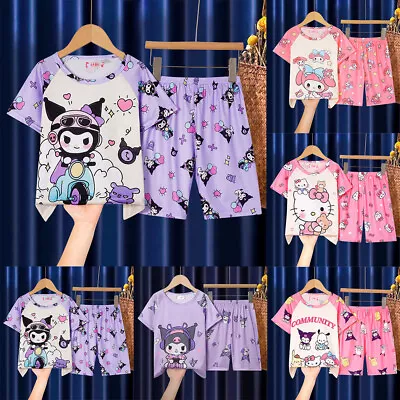 Buy Cute Kuromi Pajamas Pyjamas Pjs Set Kids Girls Short Sleeve Loungewear Sleepwear • 9.39£