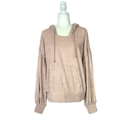 Buy FREE PEOPLE Early Morning Hoodie Boho Oversized Champagne Balloon Sleeve Size XS • 28.94£