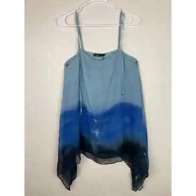 Buy Gypsy 05 Top Womens Large 100% Silk Tank Sharkbite Handkerchief Sheer Ombre Blue • 62.25£