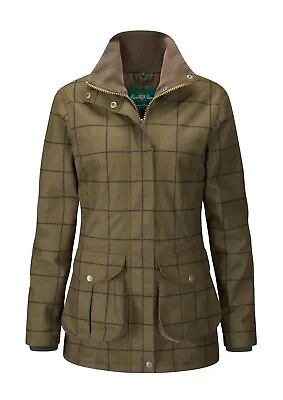 Buy Alan Paine Axford Ladies Field Coat - Size 16 - In Tweed Inspired Green Check • 110£