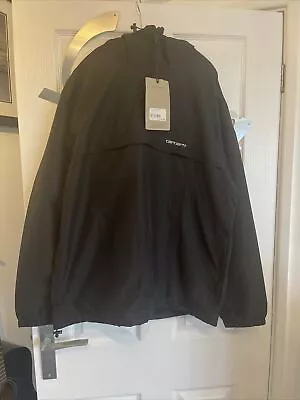 Buy Carhartt Mens Windbreaker Pullover Jacket Coat Size Large Black New • 70£
