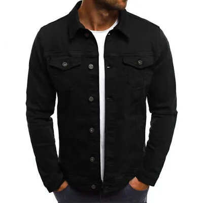Buy Mens Denim Jacket Loose Fit Button Cotton Casual Jeans Jackets Coat Outwear Size • 22.03£
