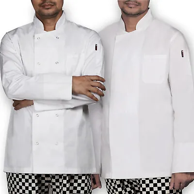 Buy WHITE LONG SLEEVE Chef Jacket SHOW Button HIDDEN Button Catering Chef Jacket • 12.99£