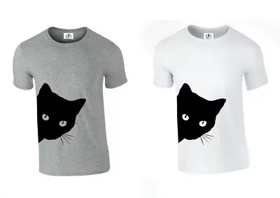 Buy Neck Scoop Crazy Cat Funny Kitty Casual Lady Top Tshirt  ( SIDE CAT , T-SHIRT ) • 5.99£