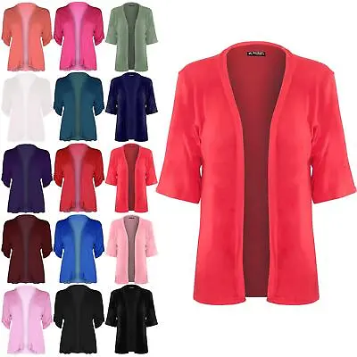 Buy Womens Ladies Coat Open Front 3/4 Sleeve Casual Boyfriend Blazer Jacket Cardigan • 3.75£