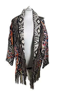 Buy ZARA Kimono Cardigan Fringed Tribal Aztec Embroidered Blazer Coat Jacket Size S • 55£