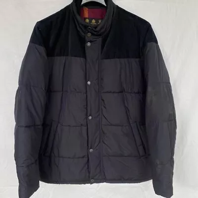 Buy Barbour Puffer Jacket Coat In Navy With Corduroy Embroidery • 15£