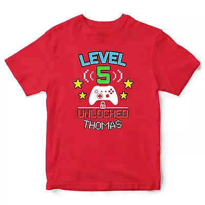 Buy Personalised Gamer Birthday T Shirt Boys Shirt Gaming Kids Stars Padlock Bday... • 12.99£