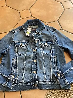 Buy M&S Denim Jacket  Size 12  Pockets Long Sleeves Collar Blue Work Jeans Cotton • 19£