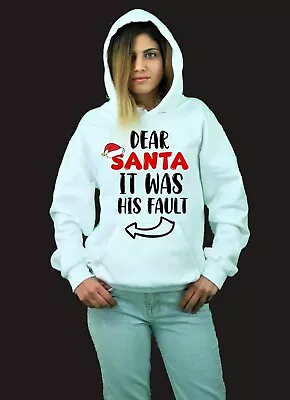 Buy Christmas Jumper Dear Santa It Was His Fault Funny Hoodie Fleece Xmas Gift Top • 20.49£