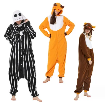Buy New Cartoon Animal One Piece Pajamas Fleece Home Performance Women Men • 29.51£