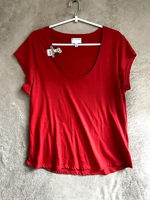 Buy Witchery Casual Blouse T-Shirts Top Size XL Womens Red Short Sleeve • 10.53£