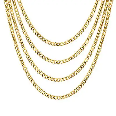 Buy Men's 6mm Gold Plated Steel 18-24 Inch Cuban Curb Chain Necklace • 9.99£