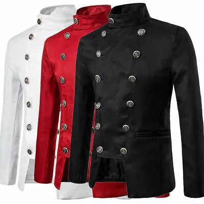 Buy Mens Double-Breasted Hussar Jacket Artillery Drummer Steampunk Blazers Coat Tops • 31.39£
