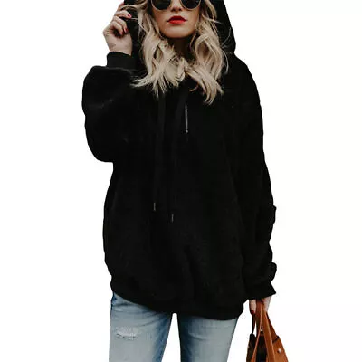Buy Warm Women Winter Fluffy Fur Sweatshirt Hoodie Jumper Coat Pullover Tops Hooded • 12.89£