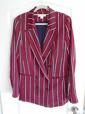 Buy Womens Varsity Jacket.h&m.size 38.red/white Stripe.dble.breasted. • 12.50£