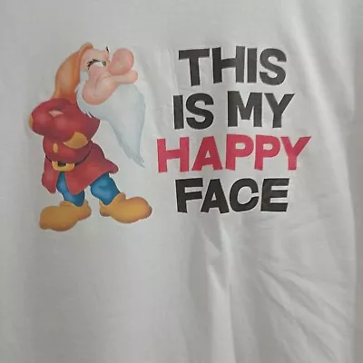 Buy Grumpy  This Is My Happy Face  T-shirt White Size XL Fruit Of The Loom • 4.99£