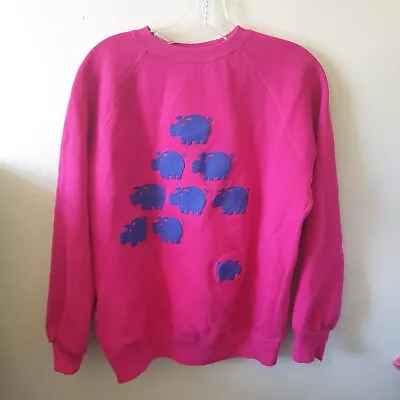 Buy Vintage 90s Joules Sweatshirt Sz M Pink Blue Piglets Retro • 20£