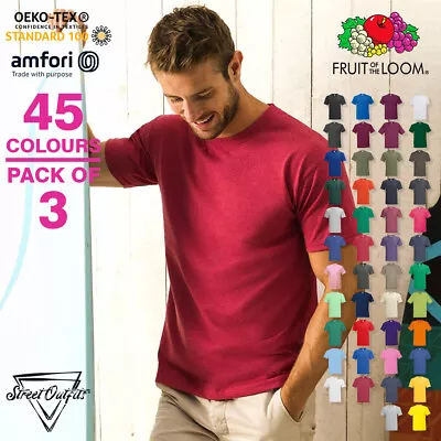 Buy 3-Pack Mens Cotton T-Shirts Crew Neck Short Sleeve Tees Fruit Of The Loom S-5XL • 12.99£